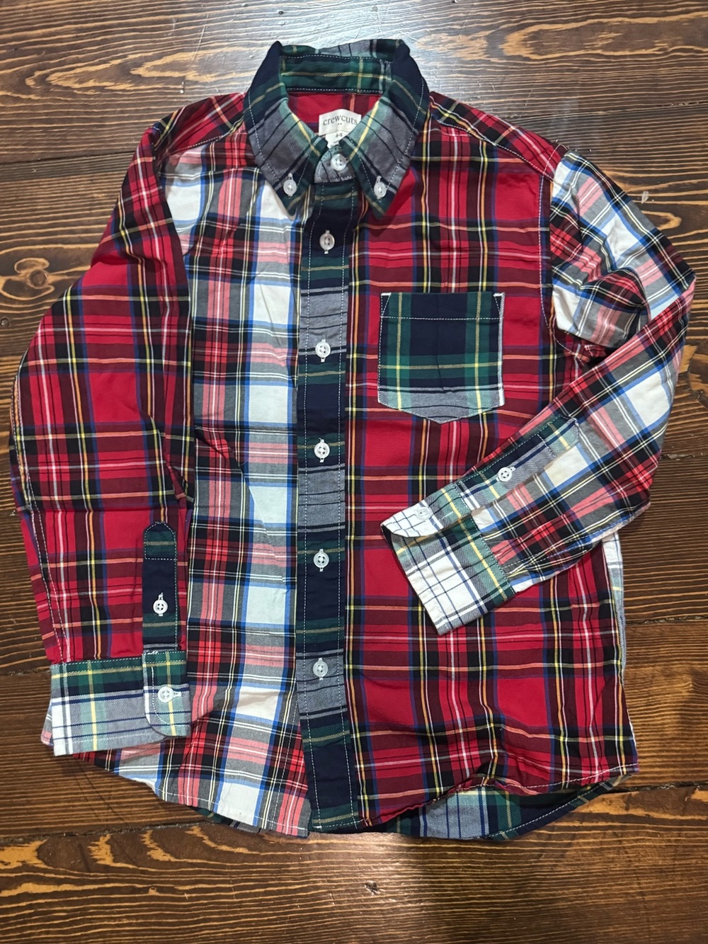 Crewcuts Boys Holiday Party Plaid Button-Down Shirt - size 4-5